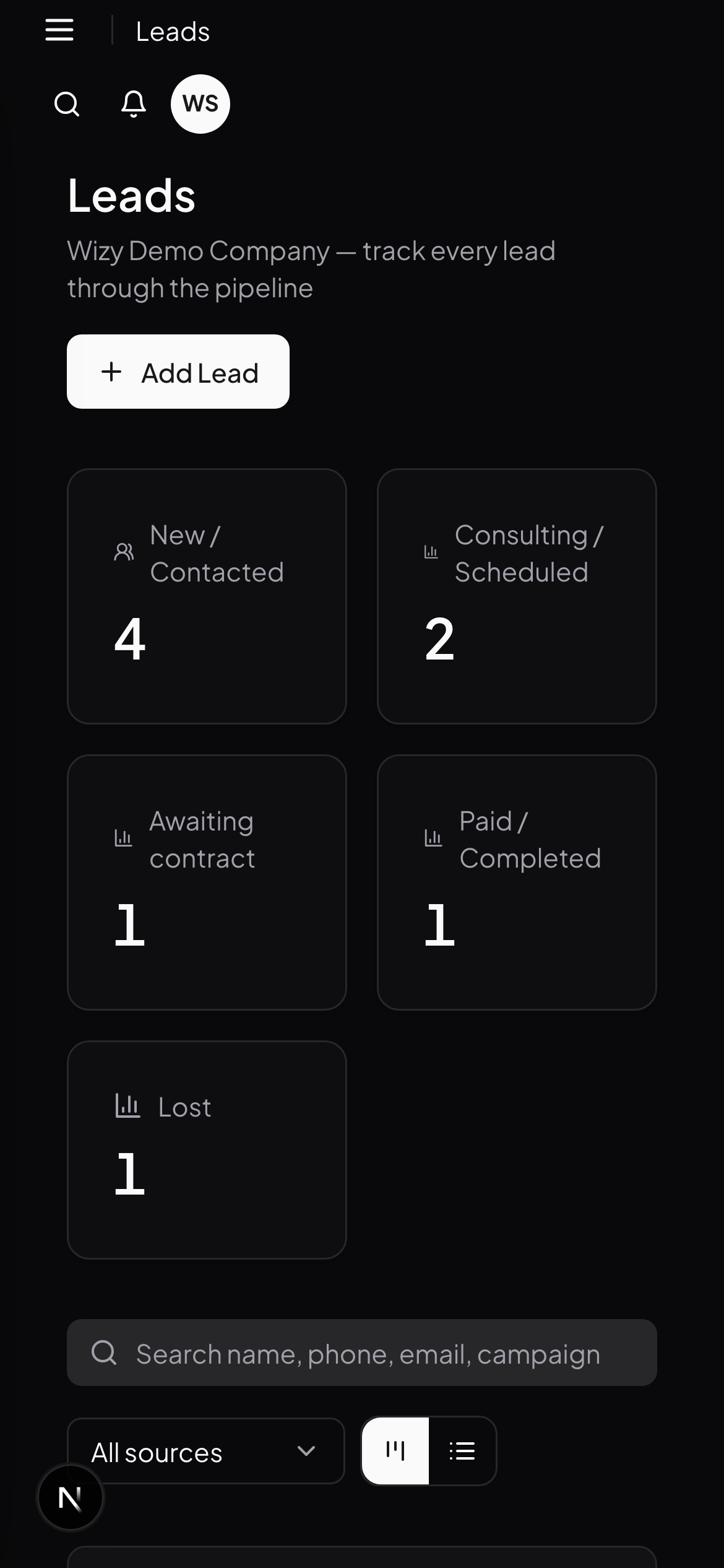 Leads Pipeline Mobile